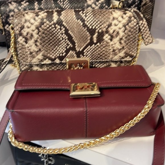 Michael Kors Sonia Medium Leather Shoulder Bag Merlot - Picture 8 of 16